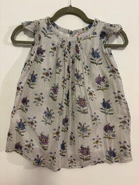 Bonpoint plue and purple flower print dress size 6